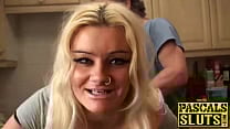 Tattoed blonde Jakki Louise gets fucked by guys big fat cock