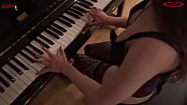 Mel gets horny while playing the piano and masturbates herself with a dildo   DOLLSCULT