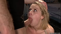 Tied blonde anal and mouth banged