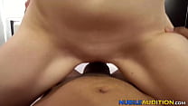 Pretty babe rides huge cock and eats cum at sex casting Pretty babe rides huge cock and eats cum at sex casting