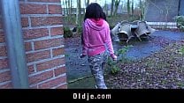 Brunette youngster gives true orgasm to a dirty old perv Brunette youngster gives true orgasm to a dirty old perv