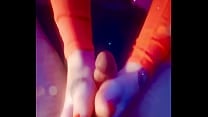 Prettyfeetelite   Barefoot Goddess Twinkletoes   Handjob and Footjob ignoring husband while on the phone with lover with slo mo cumshot