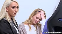 Sexy MILF thief Kylie Kingston and teen dauther Natalie Knight shared with the cops dick after getting arrested because of stealing