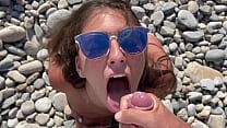 Beautiful skinny 18yo Teen fucks outdoors with stranger   POV Blowjob