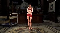 Wiry hot Claire Redfield in sexy red lingerie shows off her delightful body