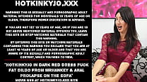 Hotkinkyjo in dark red dress fuck fat dildo from mrhankey amp anal prolapse on the sofa