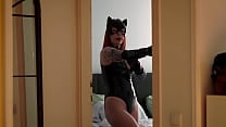 Step Mom in Catwoman Suit Tricks Step Son into Hot Sharebed Sex