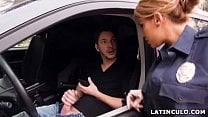 Latina officer caught on a guy jerking off in his car Mercedes Carrera
