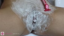 Hairy pussy shaving close up Intimate haircut Hairy pussy shaving close up Intimate haircut