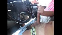Hot bitch gives handjob on way to beach huge cumshot finish