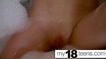 MY18TEENS Babe Masturbates In The Bath and Orgasm Closeup