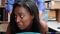 Busty ebony teen suspected and fucked by a mall cop