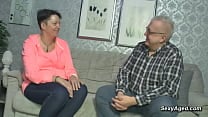 Amateur German old couple enjoying passionate sex on the couch Amateur German old couple enjoying passionate sex on the couch