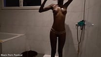 Dolcina is sexy as hell showering her perfect skinny African body