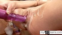 MY18TEENS ndash Teen Fingering Pussy in the kitchen and Orgasm Closeup