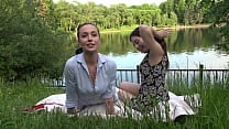 Brunette tempted into group sex with neighbor and his wife Brunette tempted into group sex with neighbor and his wife