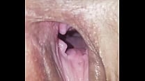 Gaping pussy to look at cervix to cum in pussy