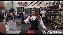 Awesome little slut is in the shop having some sex in shop