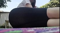 Your beautiful Italian mom has sweaty feet and shows you in the garden with her transparent pants Your beautiful Italian mom has sweaty feet and shows you in the garden with her transparent pants
