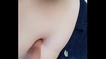 Playing with her belly button in the Park part 2