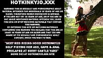 Sexy Red Riding Hood Hotkinkyjo self fisting her ass gape amp anal prolapse at Swiny Castle yard