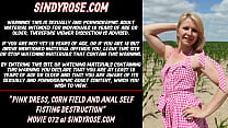 Pink dress  corn field and anal self fisting destruction