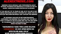Hotkinkyjo take two long dildos 100cm deep in her open with XO speculum anal hole Hotkinkyjo take two long dildos 100cm deep in her open with XO speculum anal hole