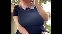 Alt Milf nextdoor smokes outback