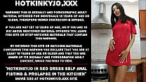 Hotkinkyjo in red dress self anal fisting amp prolapse in the kitchen