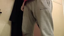 peeing in gray pants with light blue speedo peeing in gray pants with light blue speedo