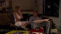 Attractive blonde with big boobs loves to ride big hard dick on the couch Attractive blonde with big boobs loves to ride big hard dick on the couch