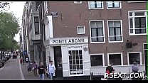 Beautiful amsterdam hooker rides a large hard rod passionately