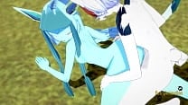 Pokemon Hentai Furry Yiff 3D Glaceon handjob and fucked by Cinderace with creampie