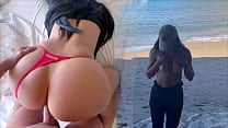 BEACH ADVENTURE Perfect tits amp big ass exposed in public and gets fucked after topless
