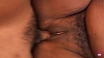 Guy fingering cunt of horny ebony slut before he rams her big cock