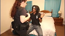 Big Tits Nerdy Milf White Girl Cops arrest burglar with big black cock BBC Interracial Blackmail