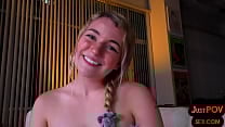 POV teen talks dirty sucks and rides stiff cock of her BF