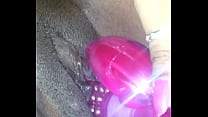Ex ebony girlfriend playing with vibrator and sucks my cock