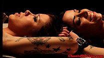 Tied up lesbo bdsm fetish lovers clamped