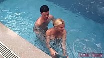Blonde shemale sucks cock and fucks guys ass