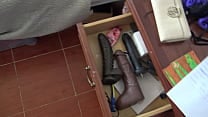 This mature cuckold wife is SHOCKED when her stepson finds her big black dildo collection This mature cuckold wife is SHOCKED when her stepson finds her big black dildo collection