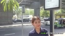 Cute Asian teen gets persuaded in the street