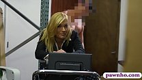 Hot amateur blonde milf railed in storage room by pawn guy