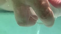 Underwater creampie and dildo in pussy