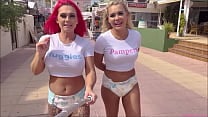 Chrissy Morgan Roxi Keogh wear nappies in public February 2023 Chrissy Morgan Roxi Keogh wear nappies in public February 2023