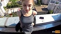 Russian bitch gets fucked on the roof
