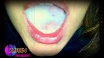 karen jugando con mas semen en la boca SLOW MOTION