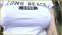 Wifey amazes in her braless shirt