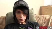 Gorgeous twink tugging and cumming at sex interview