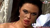 Black haired slut in black nylon stockings want a facial Black haired slut in black nylon stockings want a facial
